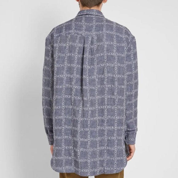 JW ANDERSON LOGO GRID TUNIC LINEN SHIRT - Picture 3 of 5